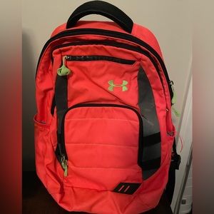 Under Armour neon orange and green backpack